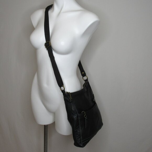 The Sak Black Pebbled Leather Crossbody Bag Purse - Picture 4 of 7
